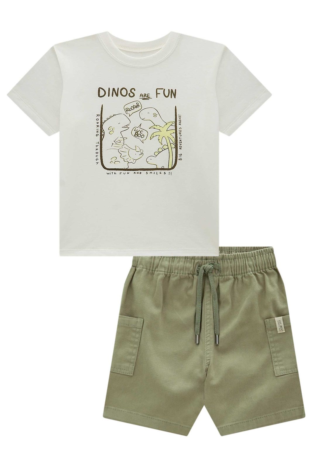 Conjunto de camiseta em meia malha e bermuda em sarja ônix com elastano 99059 LucBoo Infantil Menino Conjunto de camiseta em meia malha e bermuda em sarja ônix com elastano 99059 LucBoo Infantil Menino