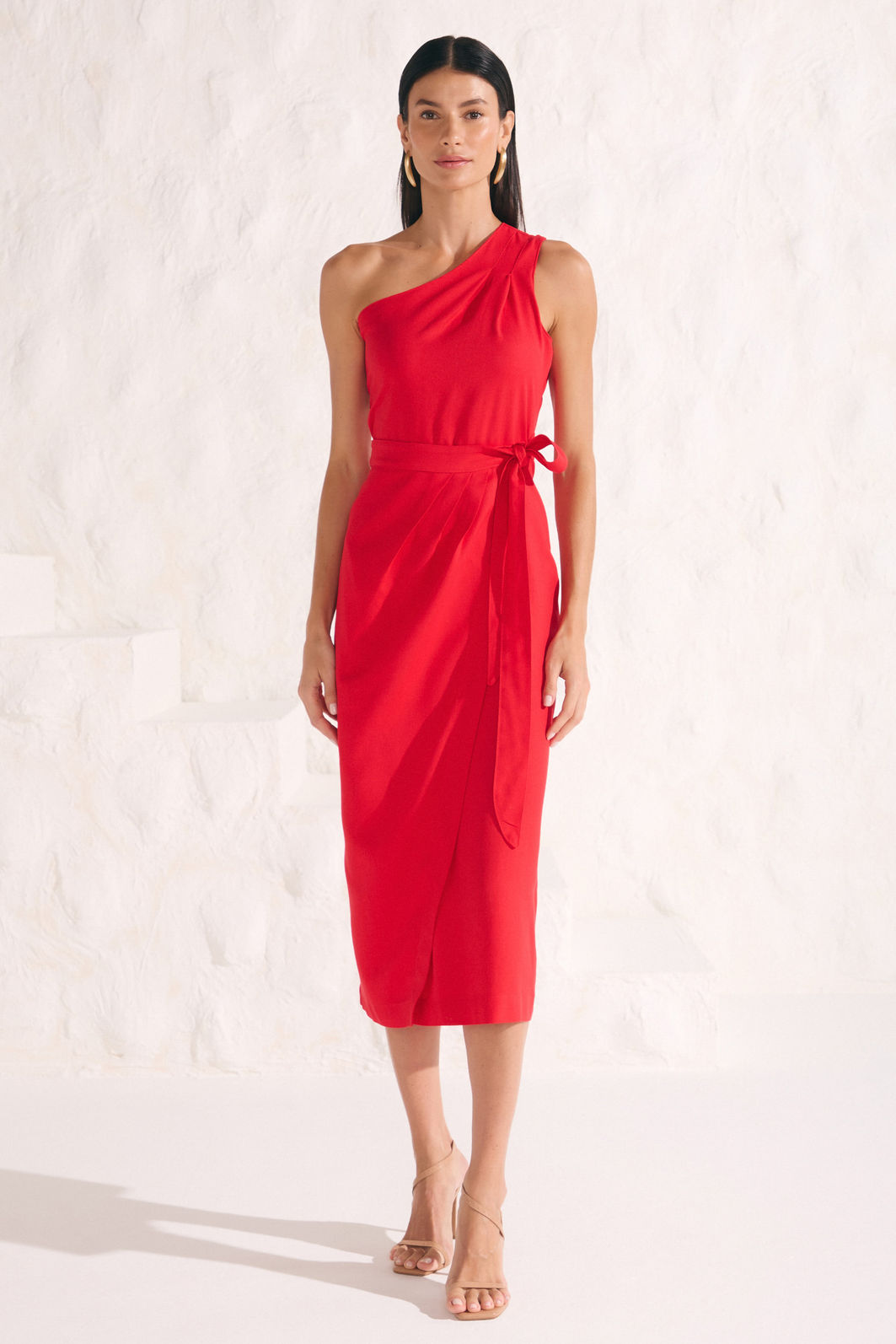 Vestido midi assimétrico em blend de linho 87143 Linzzi Vestido midi assimétrico em blend de linho 87143 Linzzi
