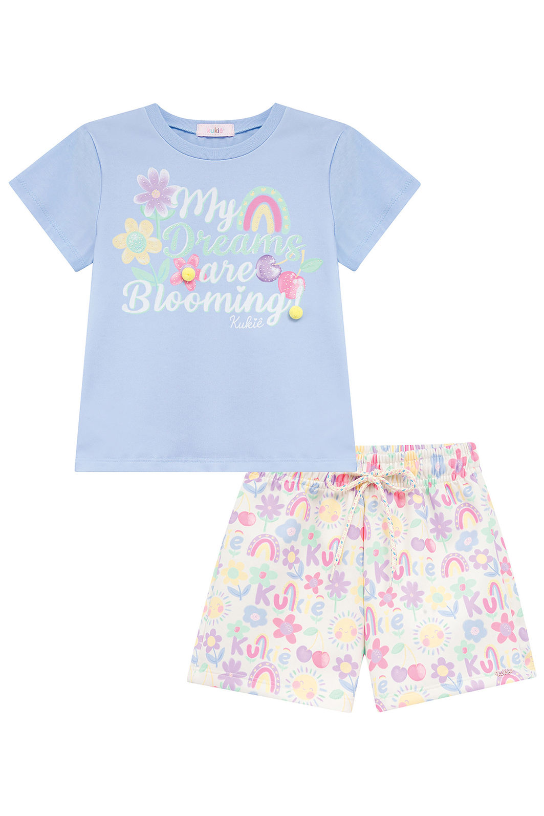 Conjunto de blusa em meia malha e shorts em air tech 97045 Kukiê Infantil Menina Conjunto de blusa em meia malha e shorts em air tech 97045 Kukiê Infantil Menina