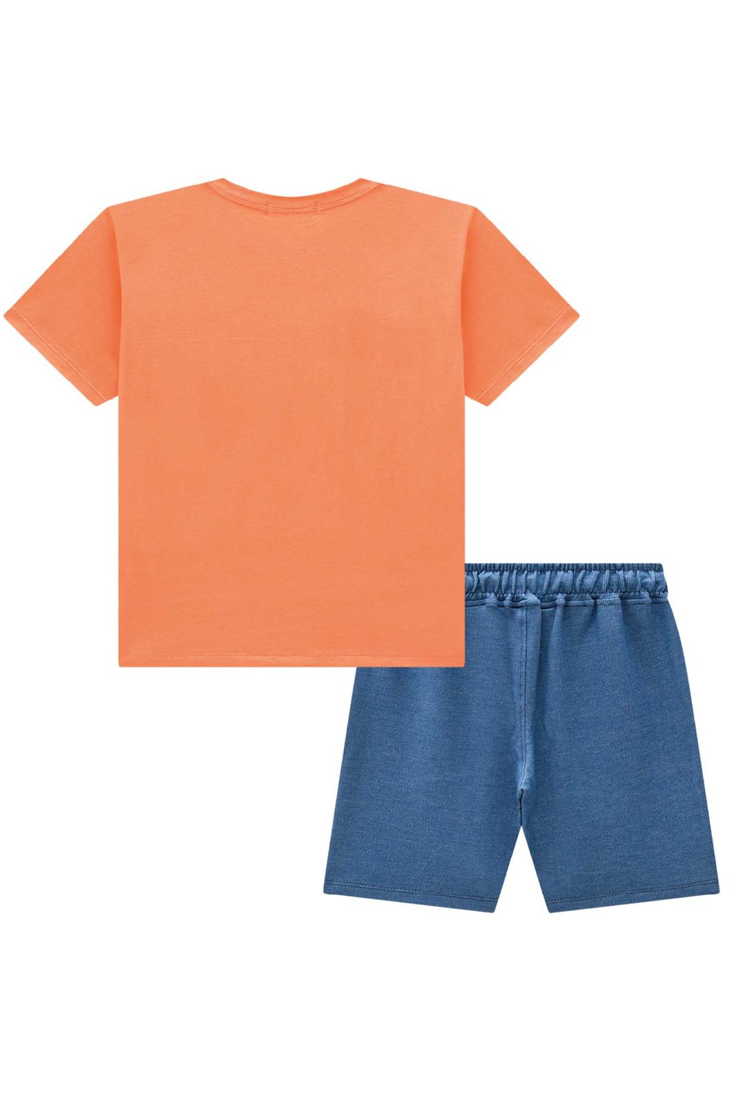 Conjunto de camiseta em meia malha e bermuda em malha denim com elastano 97180 LucBoo Infantil Menino Conjunto de camiseta em meia malha e bermuda em malha denim com elastano 97180 LucBoo Infantil Menino