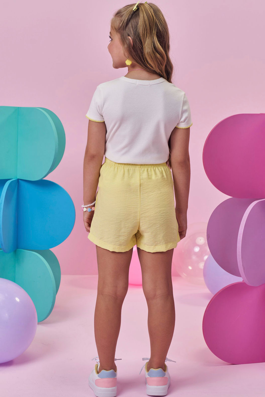 Conjunto de blusa em canelado Liz e shorts em viscose 99423 Kukiê Infantil Menina