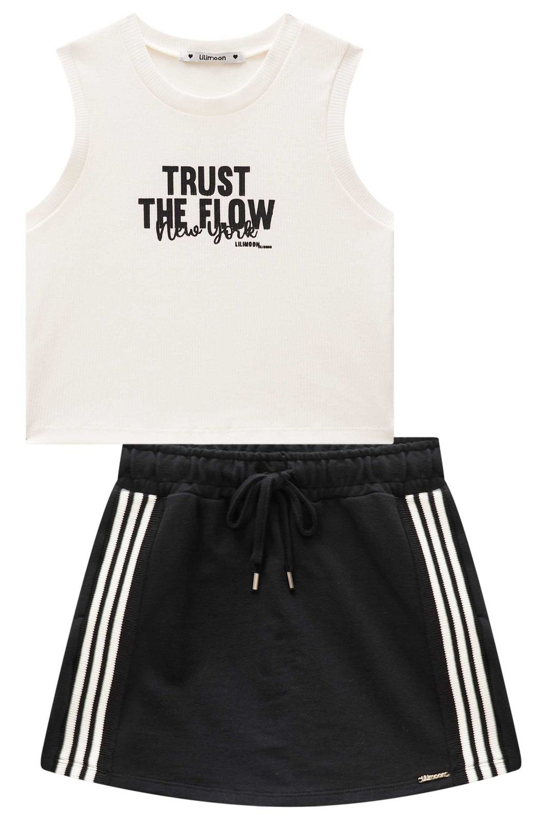 Conjunto de regata em canelado liz e short saia em moletom sem pelúcia 98588 Lilimoon Teen Menina Conjunto de regata em canelado liz e short saia em moletom sem pelúcia 98588 Lilimoon Teen Menina