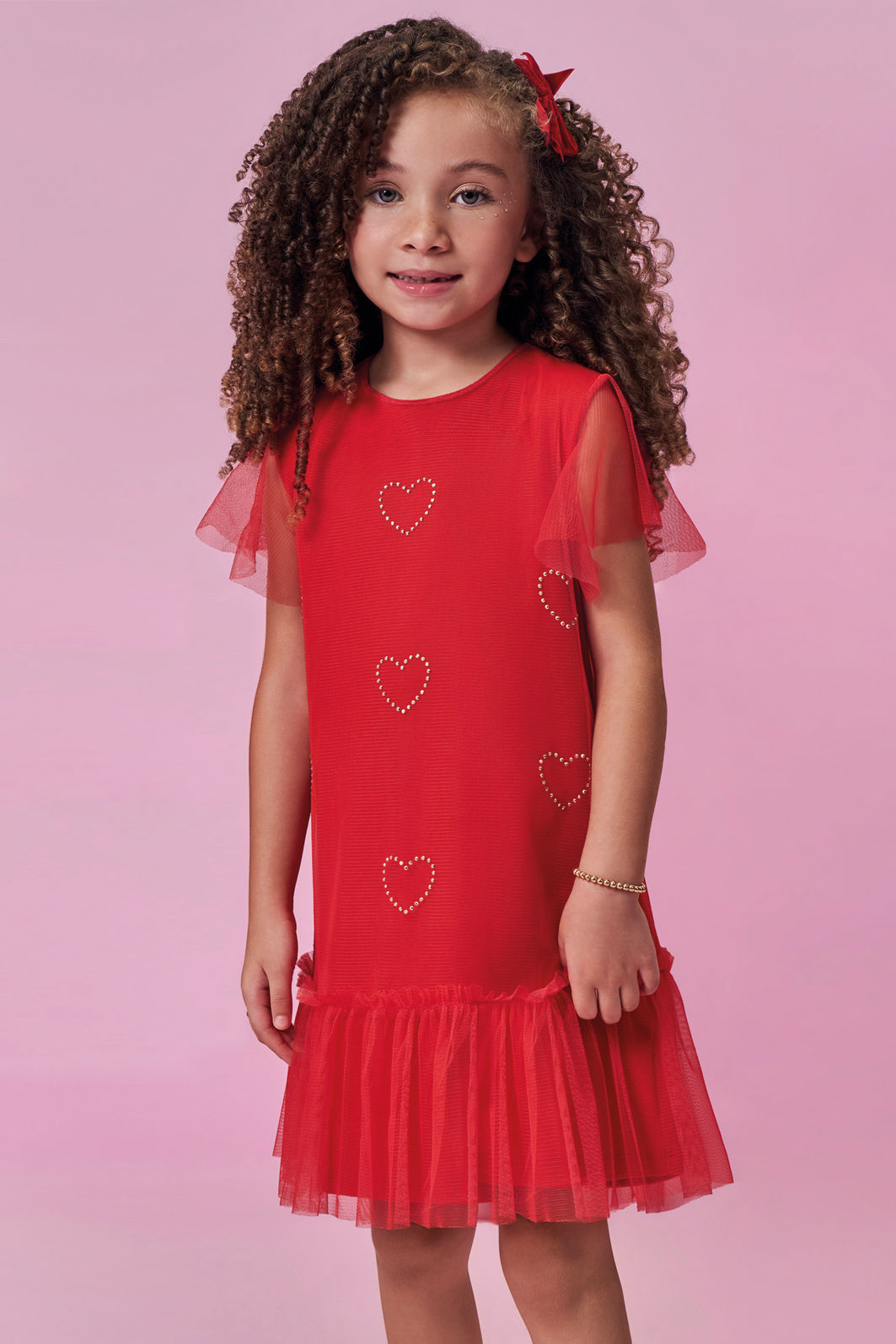 Vestido em cotton e tule com elastano 98900 Kukiê Infantil Menina Vestido em cotton e tule com elastano 98900 Kukiê Infantil Menina