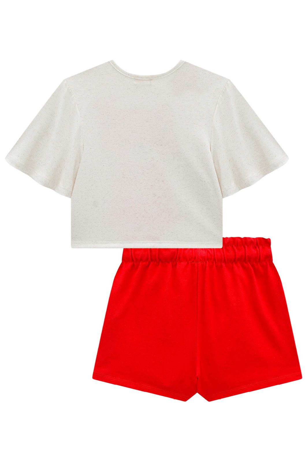 Conjunto de blusa em malha fresh e short saia em piquet 97991 Kukiê Infantil Menina