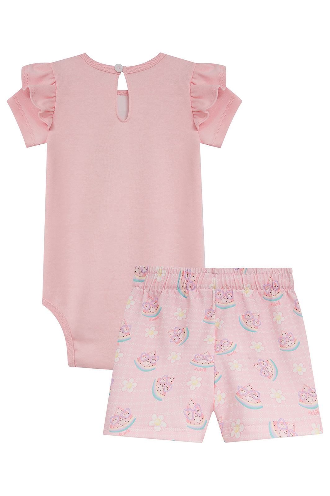 Conjunto de body em ribana 1x1 e shorts em malha power 95325 Kukiê Bebê Menina Conjunto de body em ribana 1x1 e shorts em malha power 95325 Kukiê Bebê Menina