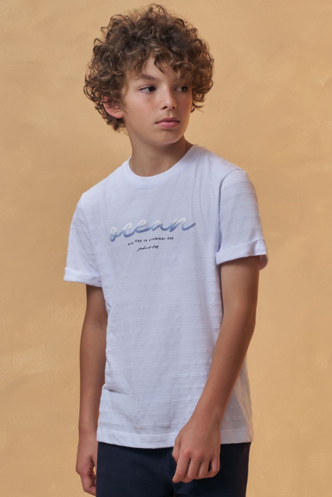 Camiseta em malha relevo 96387 Johnny Fox Teen Menino Camiseta em malha relevo 96387 Johnny Fox Teen Menino