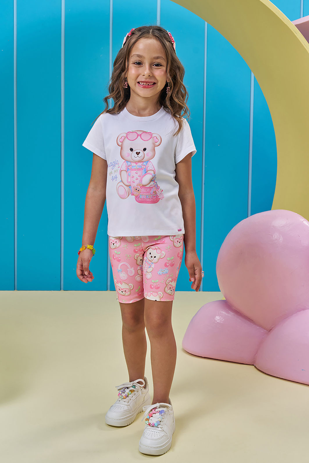Bermuda biker em molecotton 95591 Kukiê Infantil Menina Bermuda biker em molecotton 95591 Kukiê Infantil Menina