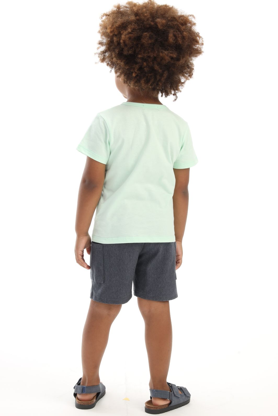 Conjunto de camiseta em meia malha e bermuda em cotton jeans com elastano 94556 LucBoo Infantil Menino Conjunto de camiseta em meia malha e bermuda em cotton jeans com elastano 94556 LucBoo Infantil Menino