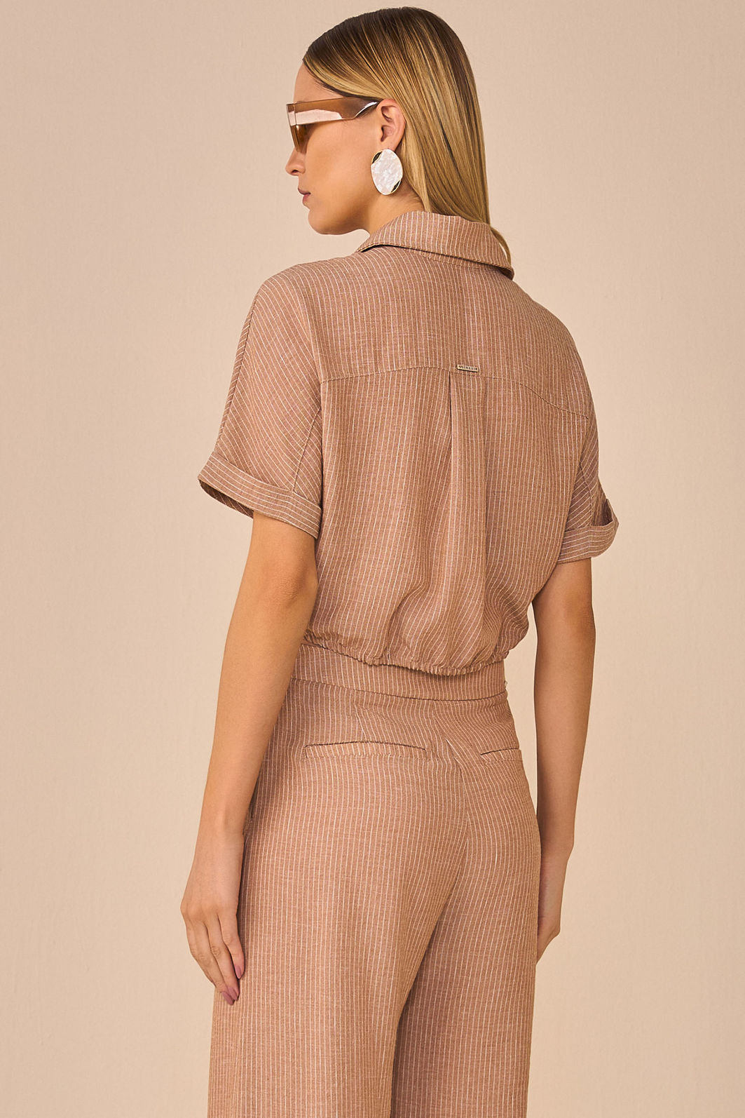 Camisa em blend de linho listrado 95847 Linzzi Camisa em blend de linho listrado 95847 Linzzi