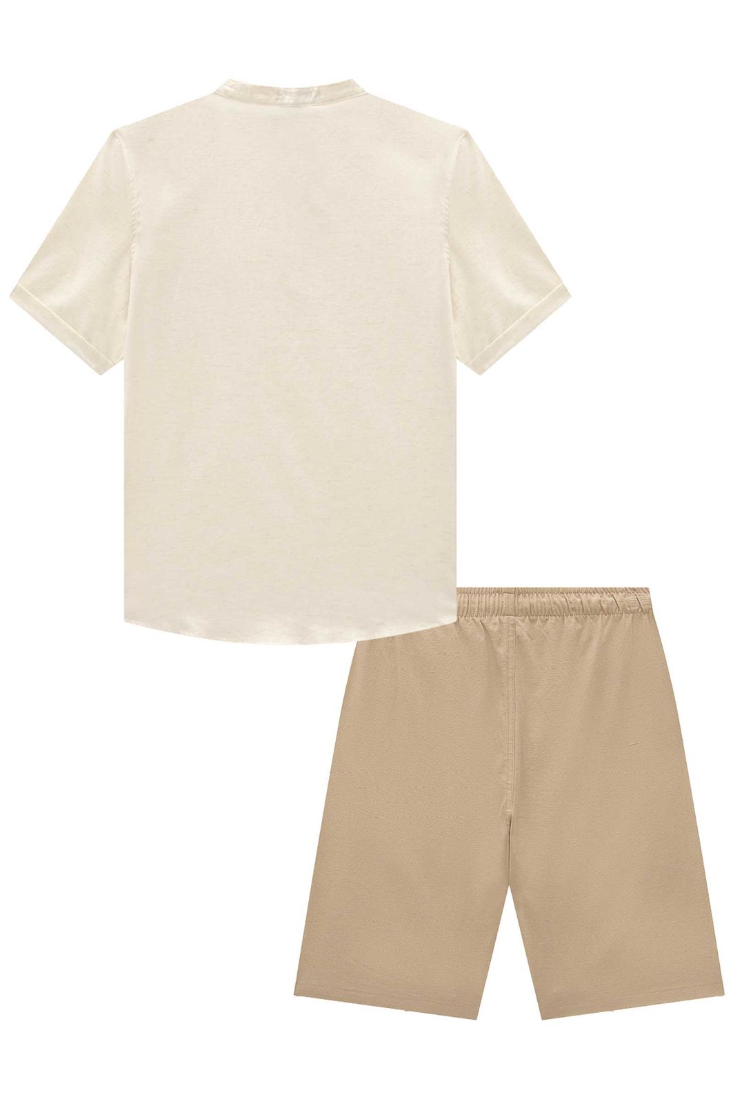 Conjunto de bata em linho deluxe e bermuda em linho santorine com elastano 95751 Johnny Fox Teen Menino Conjunto de bata em linho deluxe e bermuda em linho santorine com elastano 95751 Johnny Fox Teen Menino