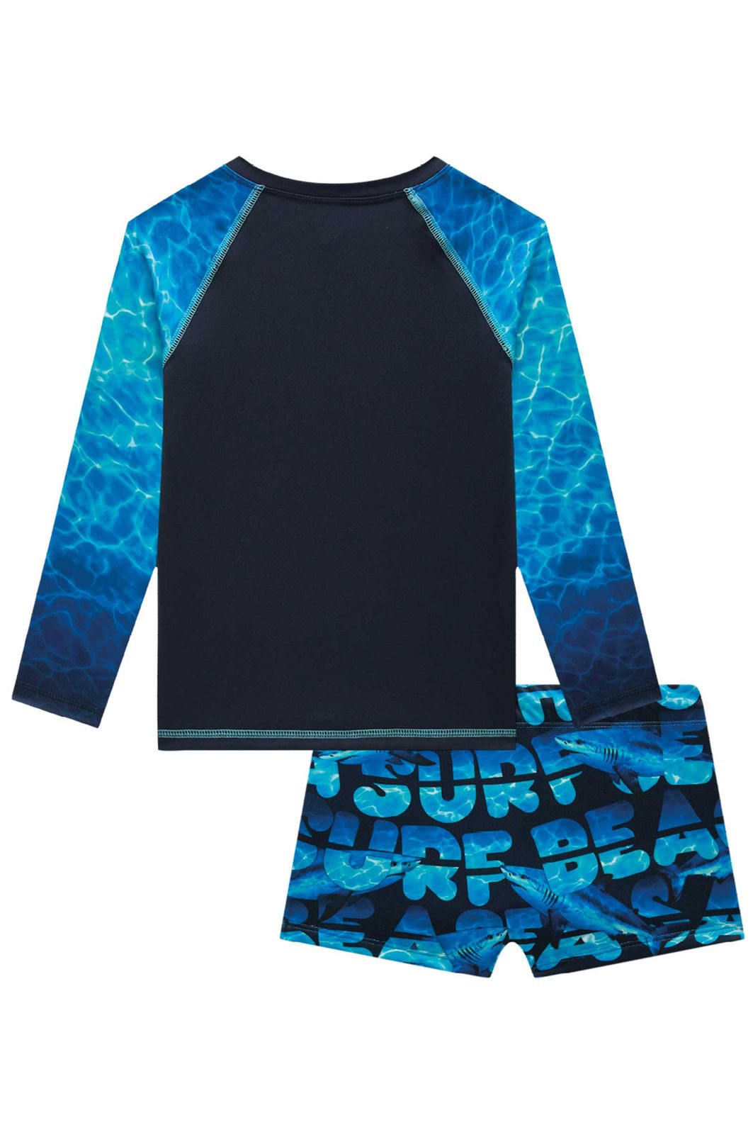 Conjunto de camiseta e sunga em malha UV dry com preoteção UV50+ 92467 LucBoo Infantil Menino Conjunto de camiseta e sunga em malha UV dry com preoteção UV50+ 92467 LucBoo Infantil Menino