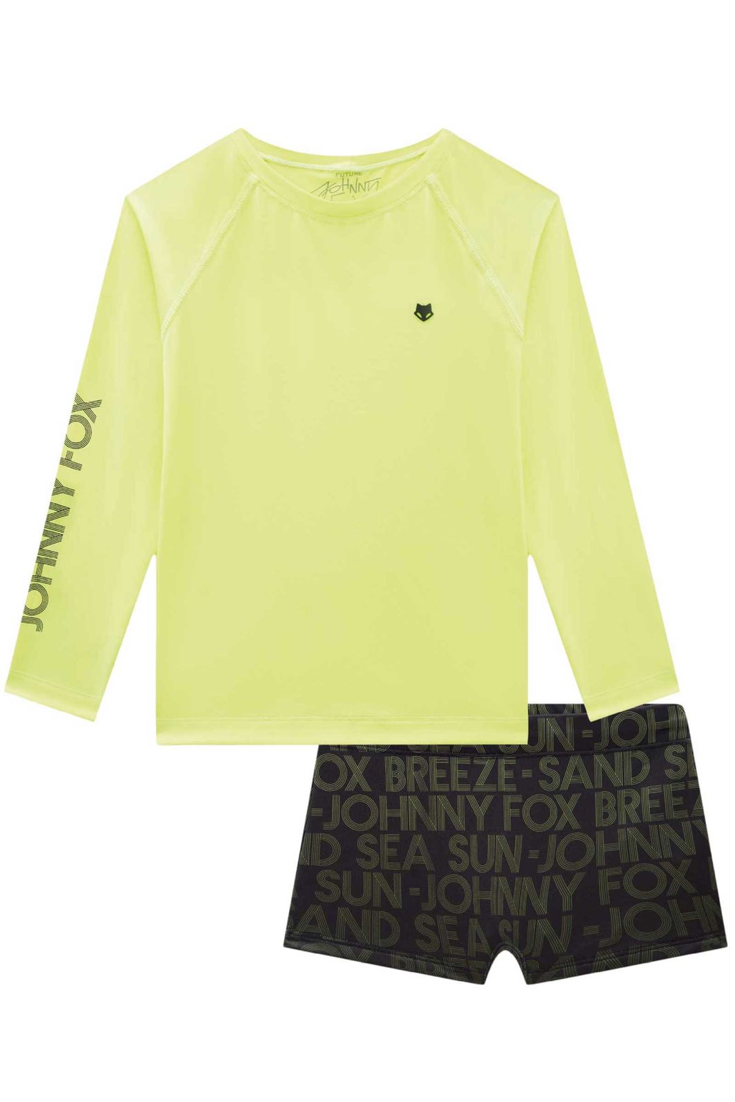 Conjunto de camiseta e sunga em malha uv dry com proteção UV50+ 93361 Johnny Fox Teen Menino Conjunto de camiseta e sunga em malha uv dry com proteção UV50+ 93361 Johnny Fox Teen Menino