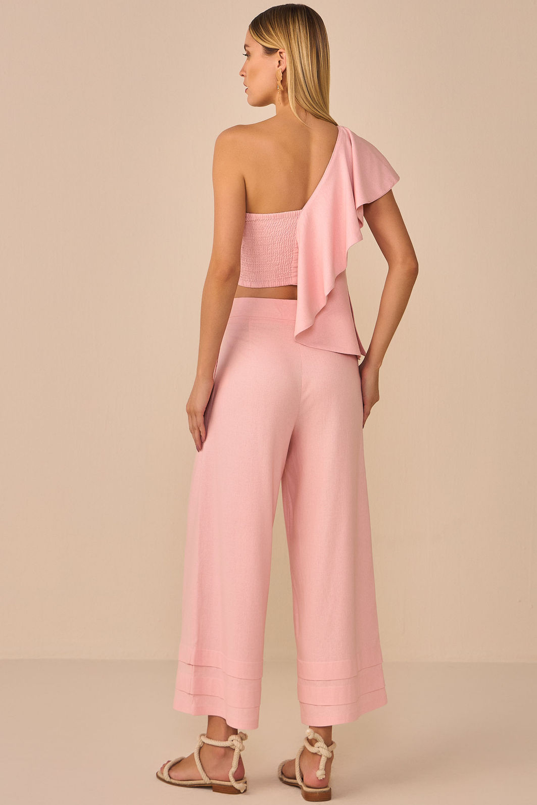 Calça maxi midi em blend de linho e viscose 95845 Linzzi Calça maxi midi em blend de linho e viscose 95845 Linzzi