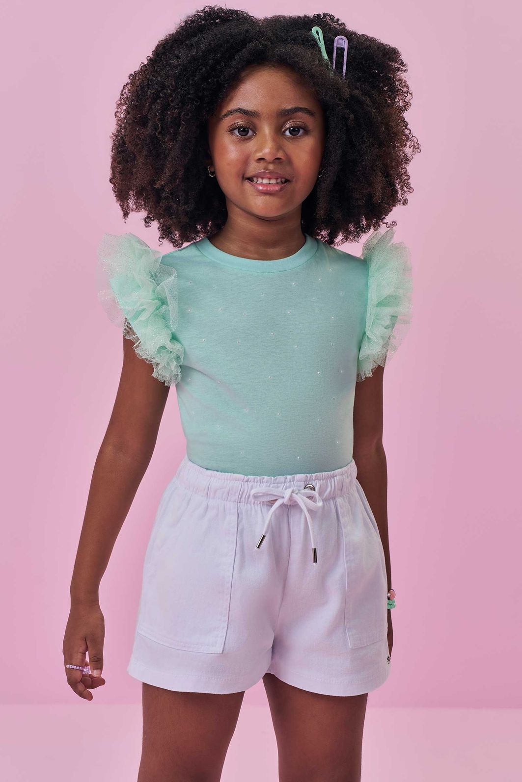Shorts em sarja com elastano 98747 Kukiê Infantil Menina Shorts em sarja com elastano 98747 Kukiê Infantil Menina