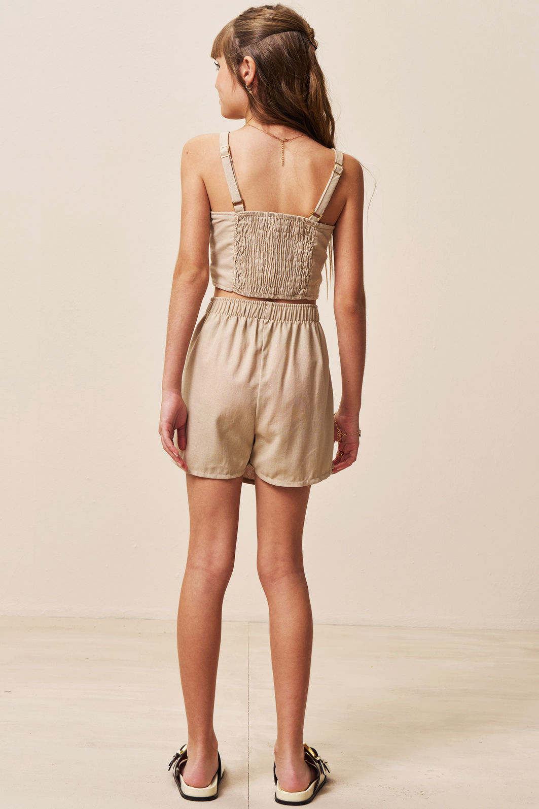 Conjunto de regata e short saia em linho blend 94397 Vic Teen Menina