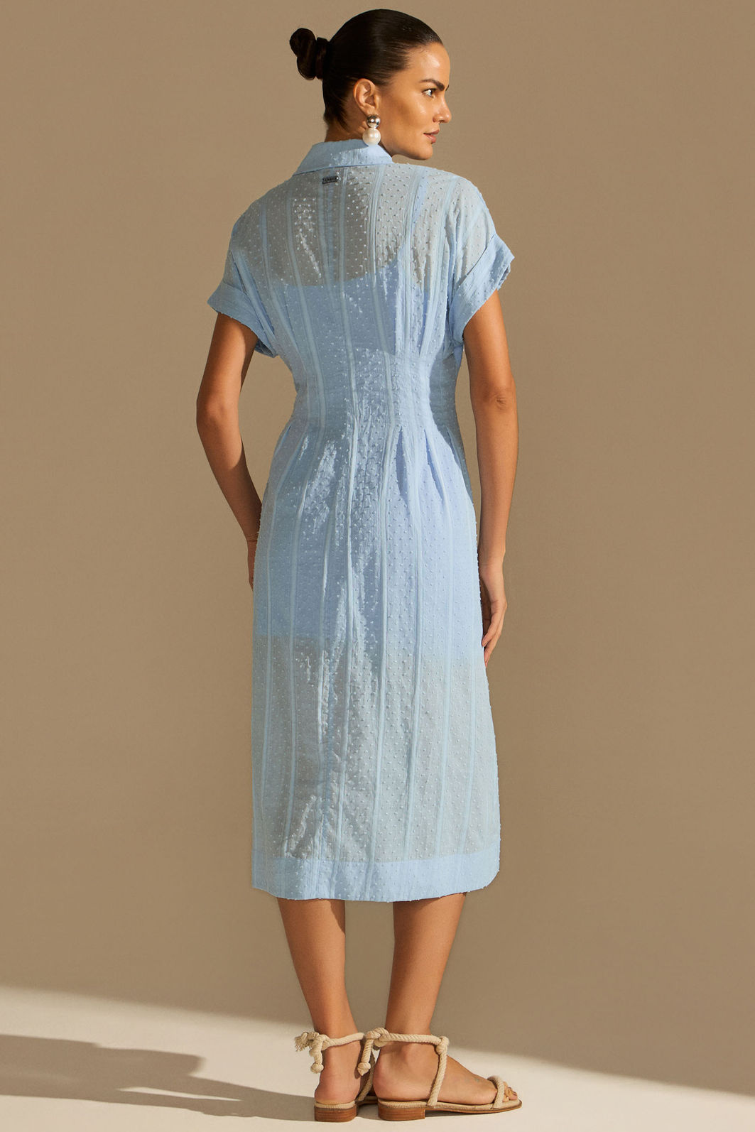 Vestido chemise midi em jacquard de algodão 96755 Linzzi Vestido chemise midi em jacquard de algodão 96755 Linzzi