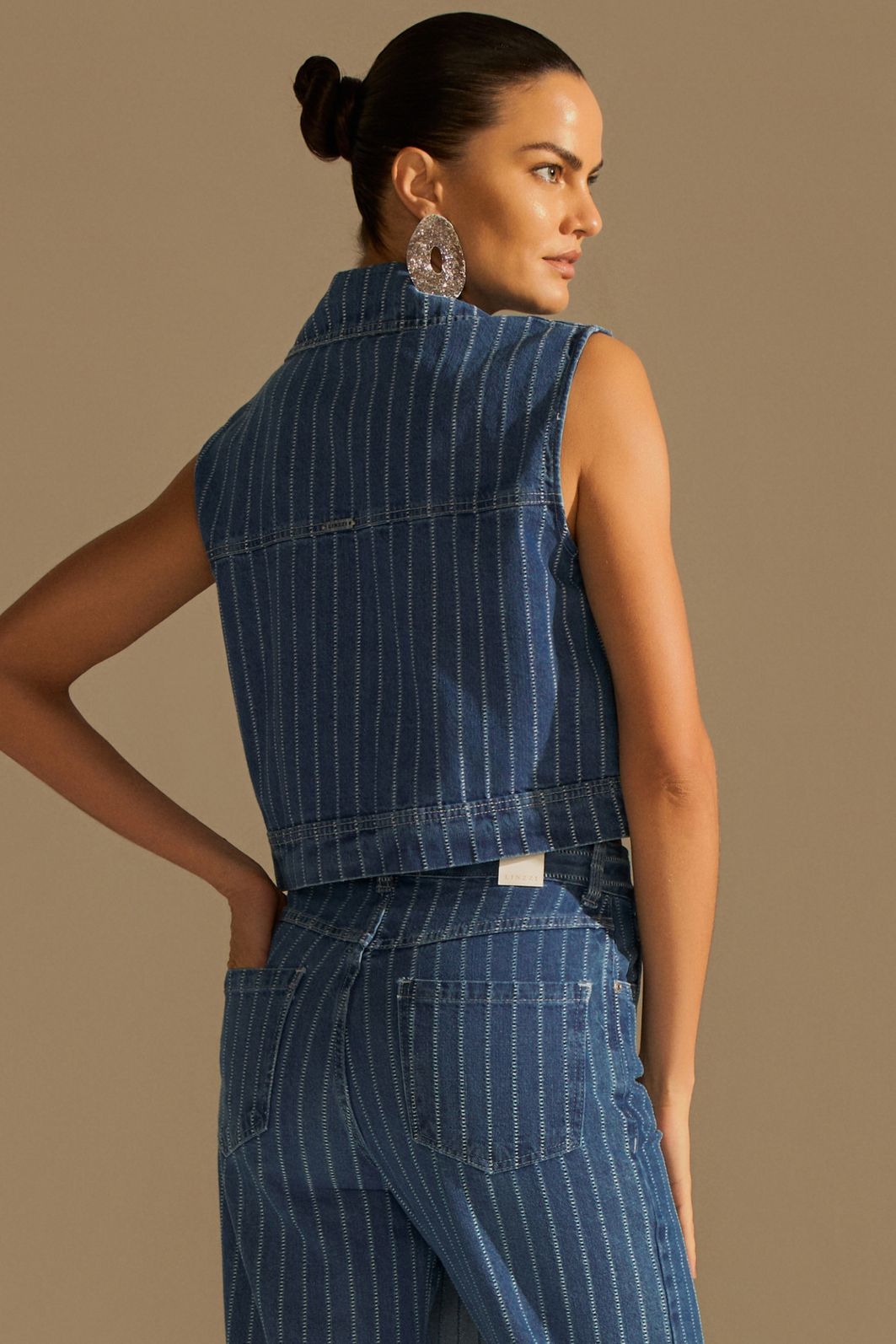 Colete em denim listrado 94449 Linzzi Colete em denim listrado 94449 Linzzi