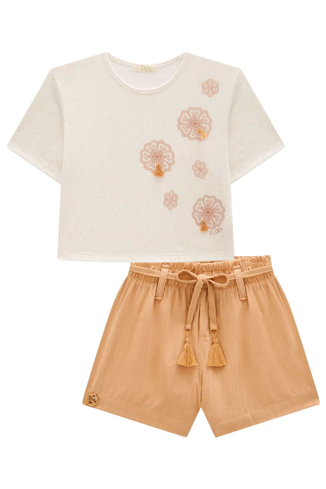 Conjunto de blusa over em malha fresh com shorts em viscose 98117 Infanti Infantil Menina