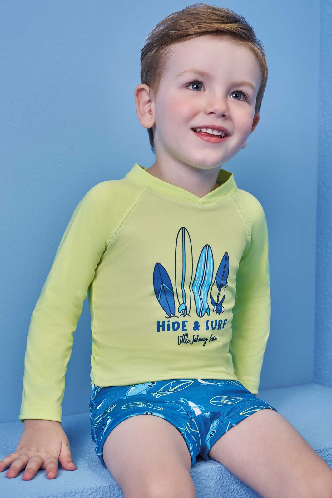 Conjunto de camiseta e sunga em malha uv dry com proteção UV50+ 99571 Johnny Fox Teen Menino Conjunto de camiseta e sunga em malha uv dry com proteção UV50+ 99571 Johnny Fox Teen Menino
