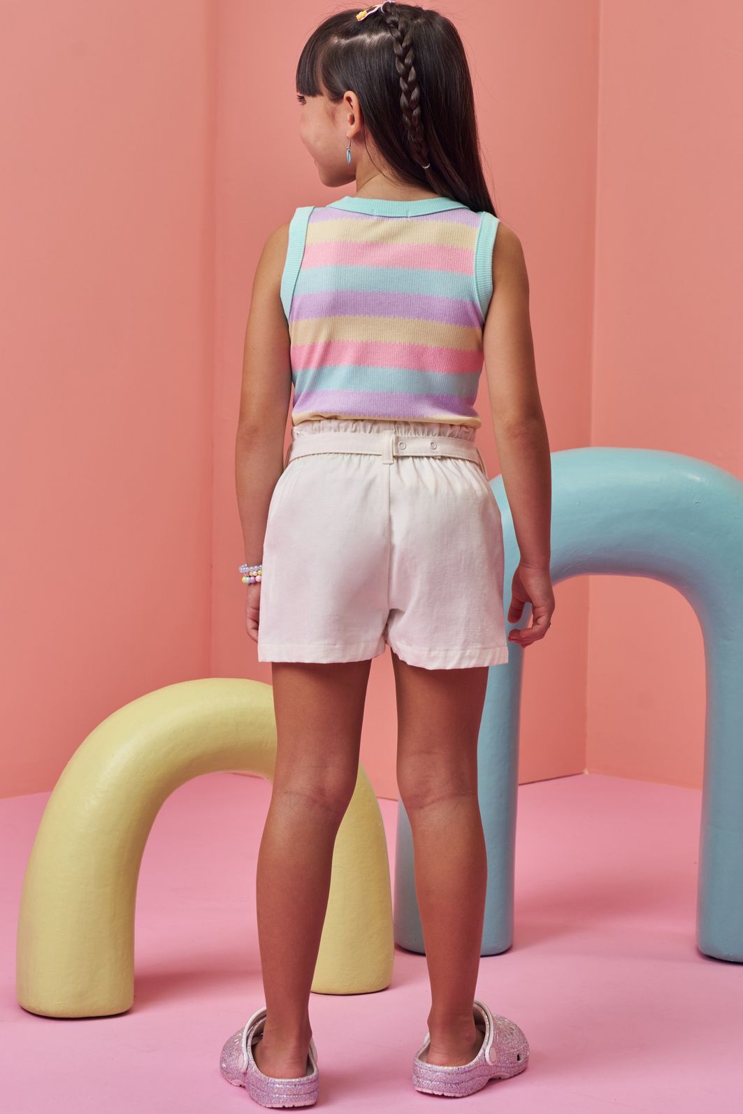 Conjunto de regata em canelado e shorts em sarja com elastano 98321 Infanti Infantil Menina Conjunto de regata em canelado e shorts em sarja com elastano 98321 Infanti Infantil Menina