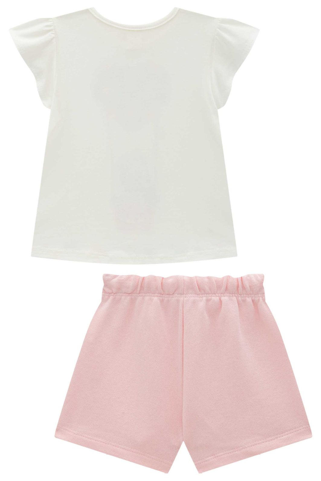 Conjunto de blusa em meia malha com shorts em moletom sem pelúcia 93425 Infanti Infantil Menina