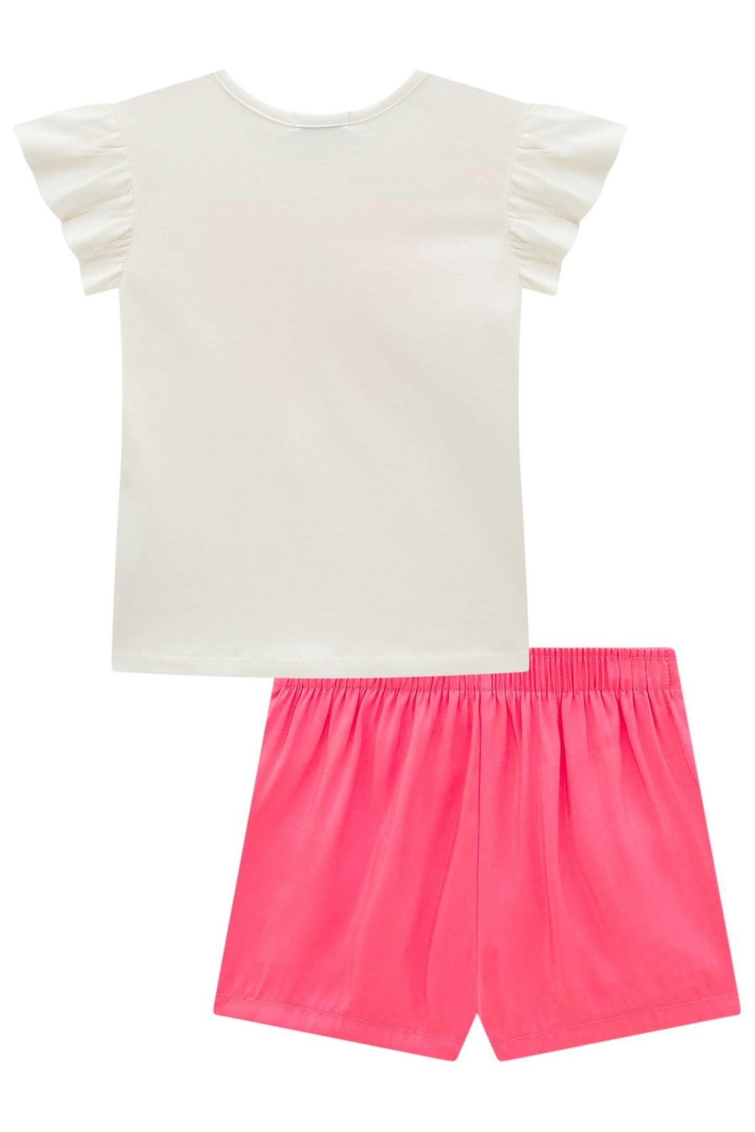 Conjunto de blusa em cotton e shorts em tecido shine 99099 Infanti Infantil Menina Conjunto de blusa em cotton e shorts em tecido shine 99099 Infanti Infantil Menina