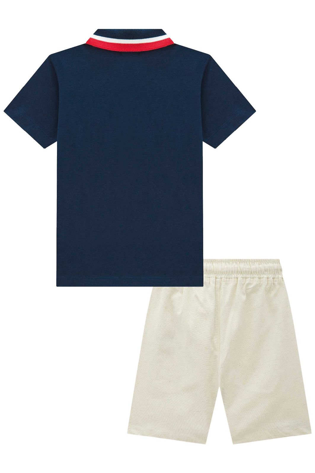 Conjunto de camisa polo em meia malha e bermuda em linho santorine com elastano 95477 LucBoo Infantil Menino Conjunto de camisa polo em meia malha e bermuda em linho santorine com elastano 95477 LucBoo Infantil Menino