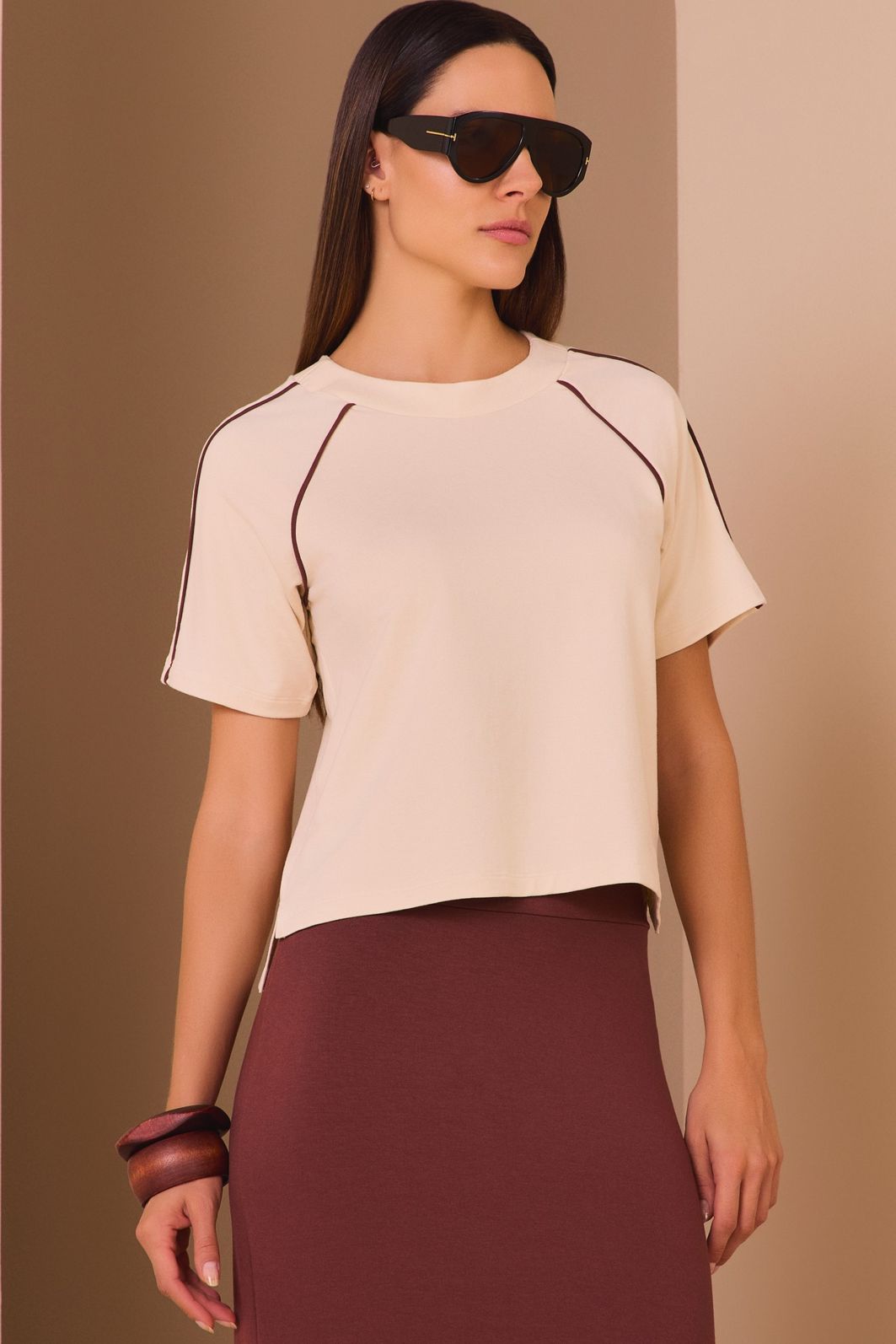 Blusa em malha de viscose premium 97877 Linzzi Blusa em malha de viscose premium 97877 Linzzi