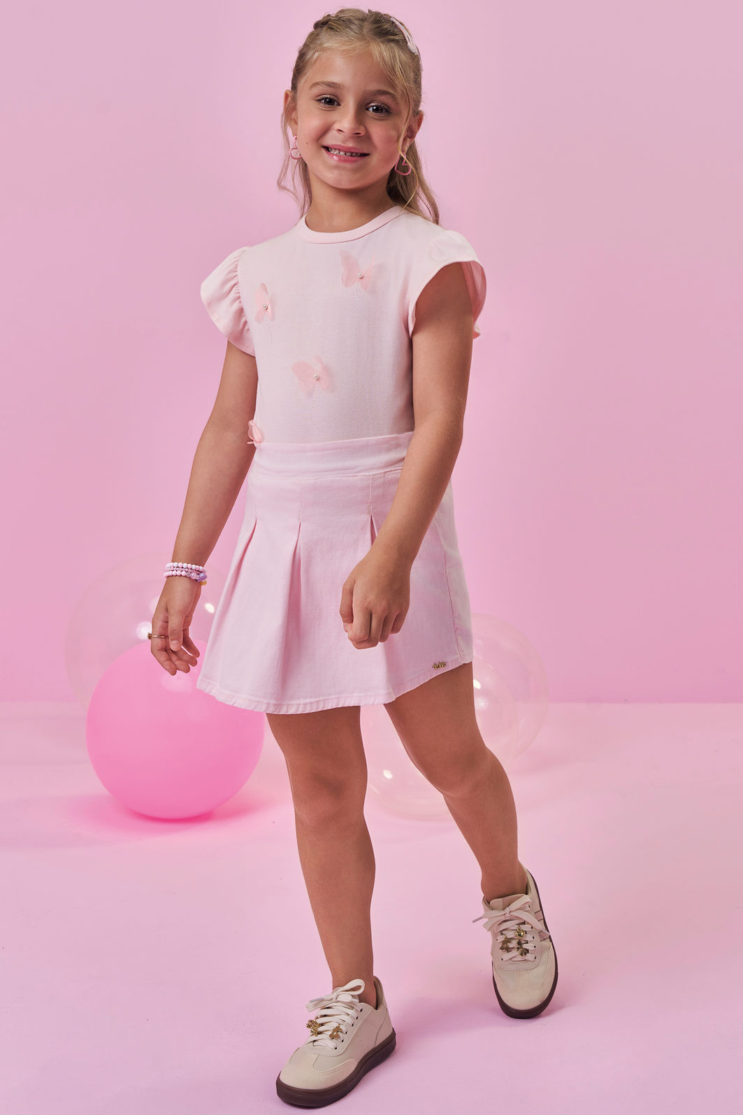 Short saia em sarja com elastano 98802 Kukiê Infantil Menina