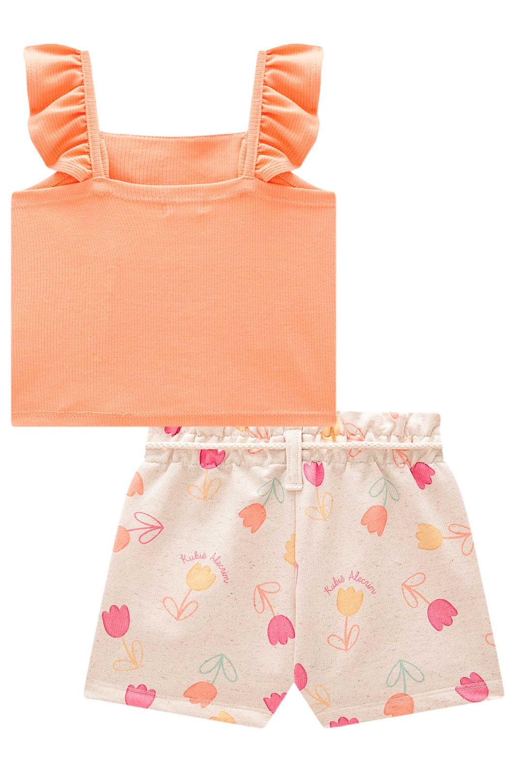 Conjunto de blusa em canelado e shorts em moletom linho 97997 Kukiê Infantil Menina Conjunto de blusa em canelado e shorts em moletom linho 97997 Kukiê Infantil Menina