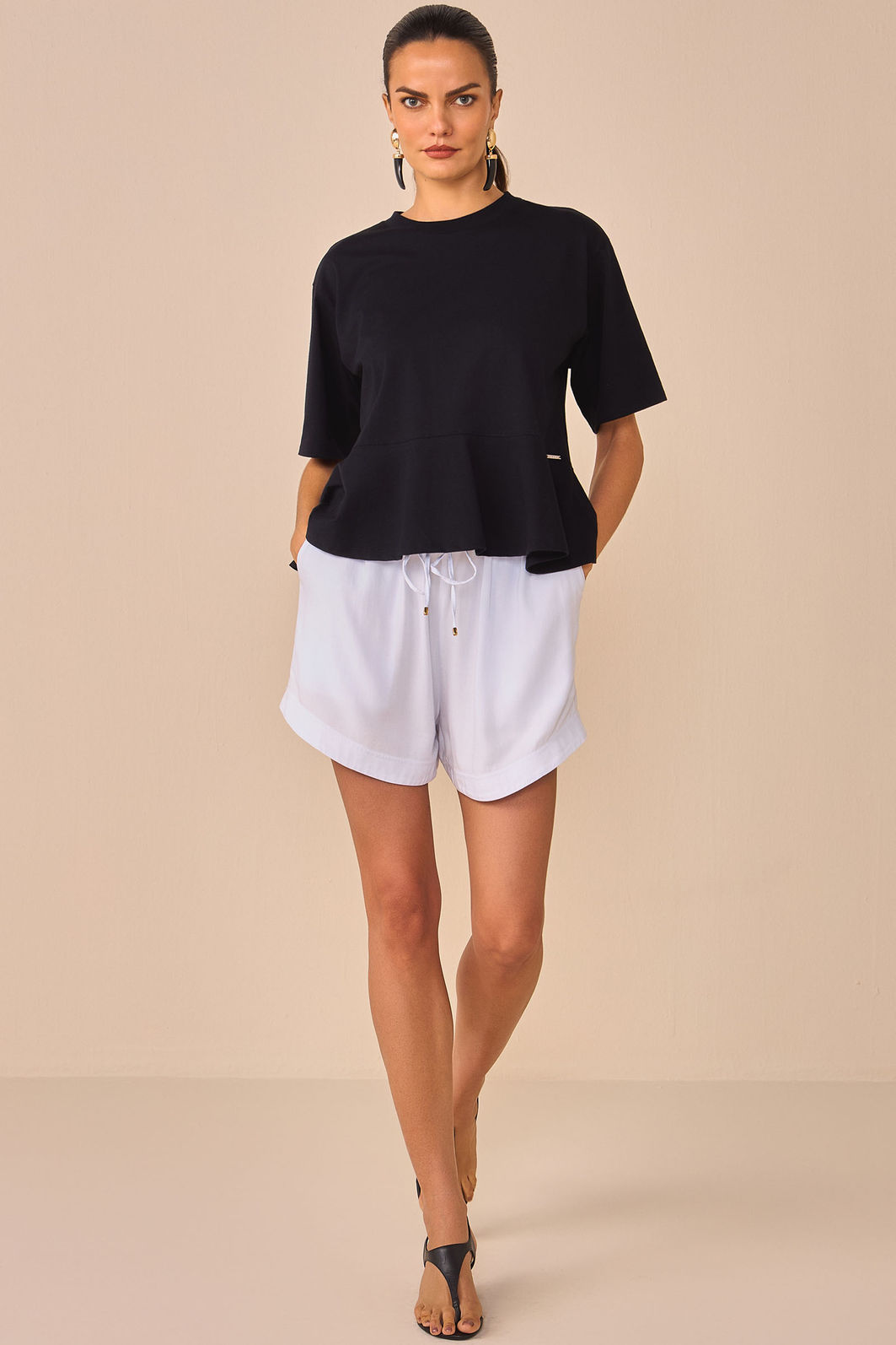 Conjunto de blusa e shorts em blend de viscose 96199 Linzzi