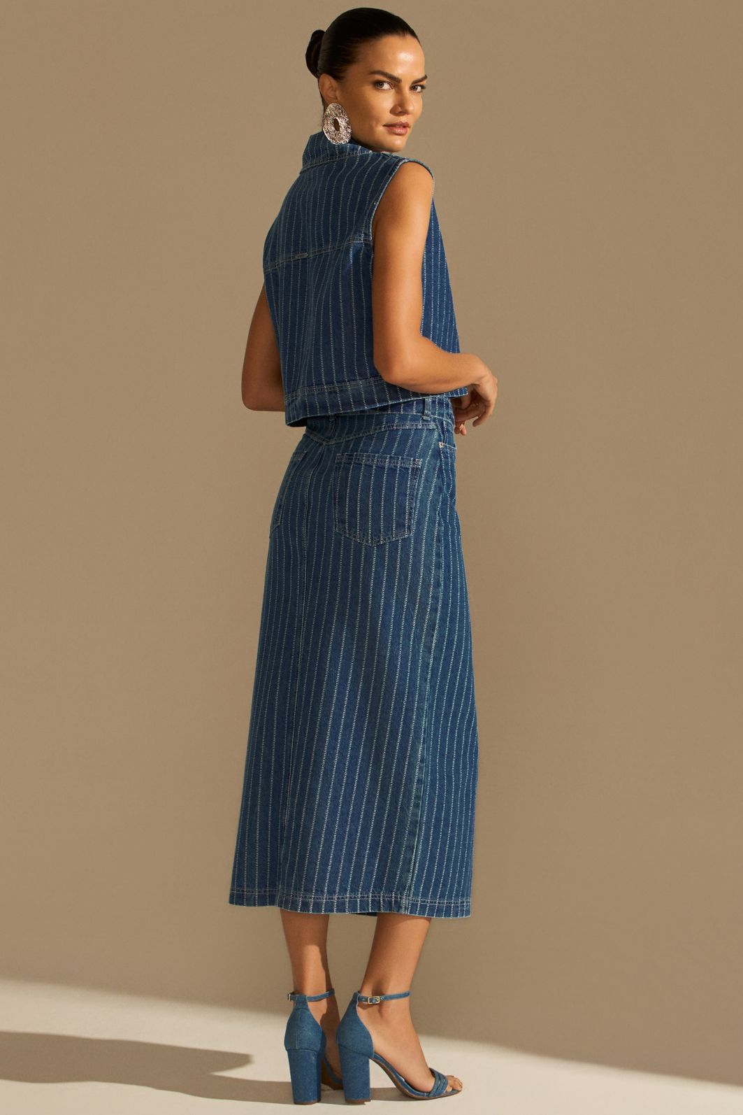 Colete em denim listrado 94449 Linzzi Colete em denim listrado 94449 Linzzi