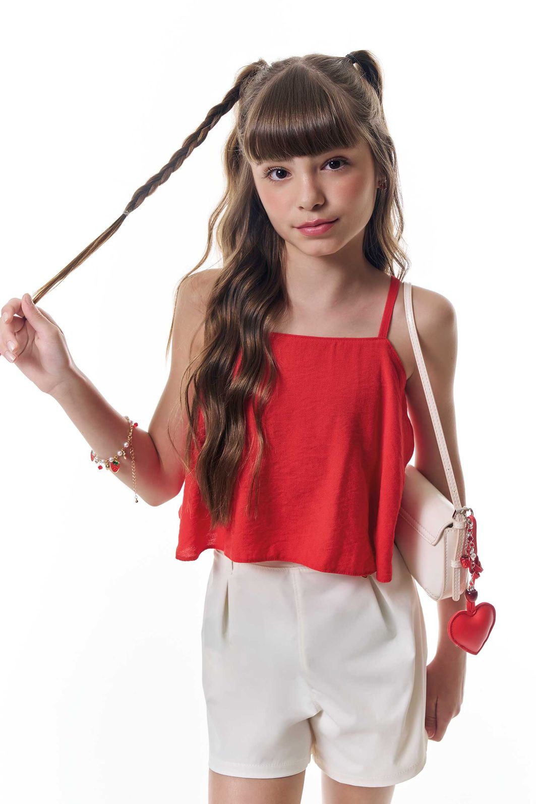 Conjunto de regata em viscose aruba e shorts em alfaiataria tecno cargo 95952 Vic Teen Menina