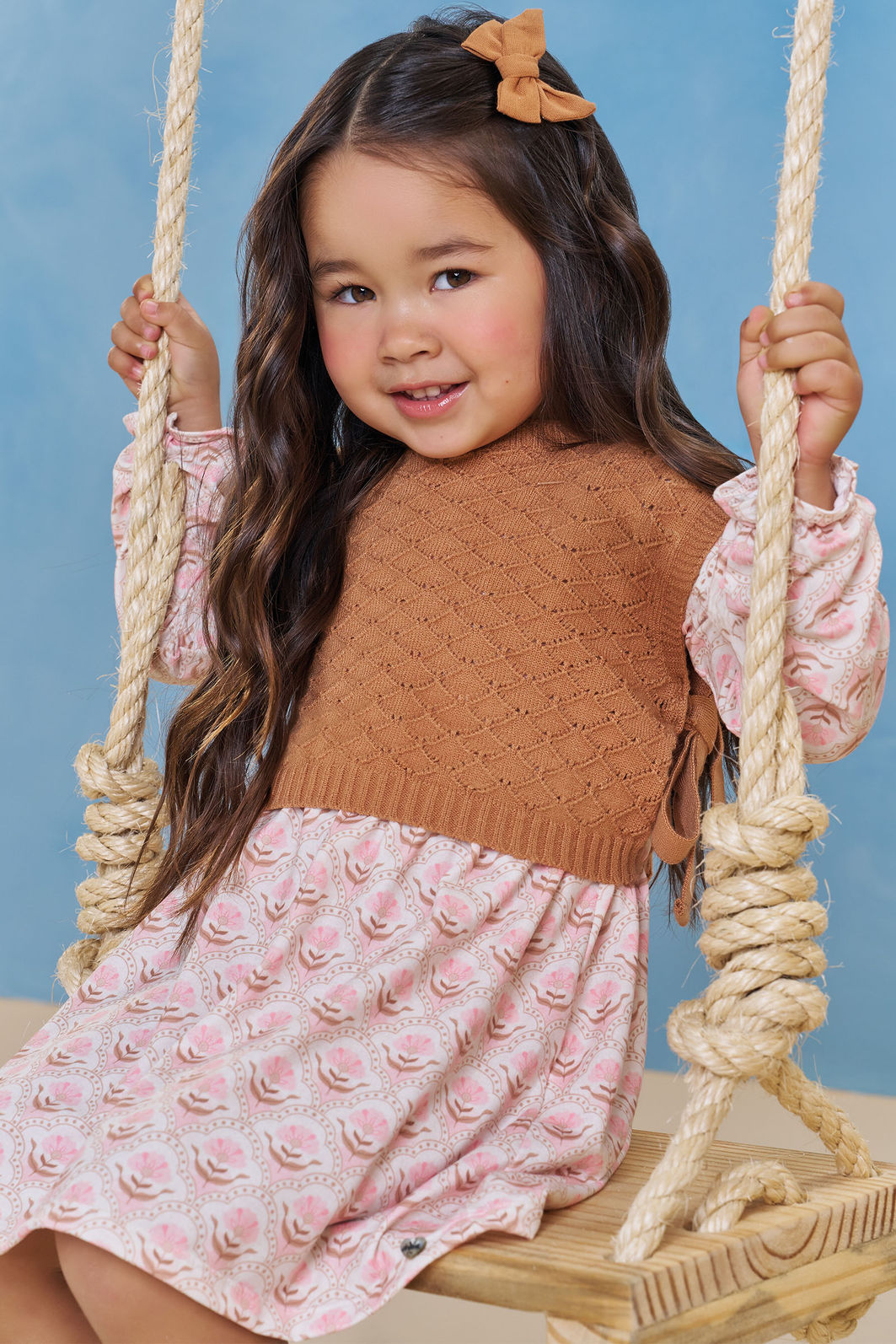 Vestido em malha comfy com colete em tricot 87538 Infanti Bebê Menina Vestido em malha comfy com colete em tricot 87538 Infanti Bebê Menina