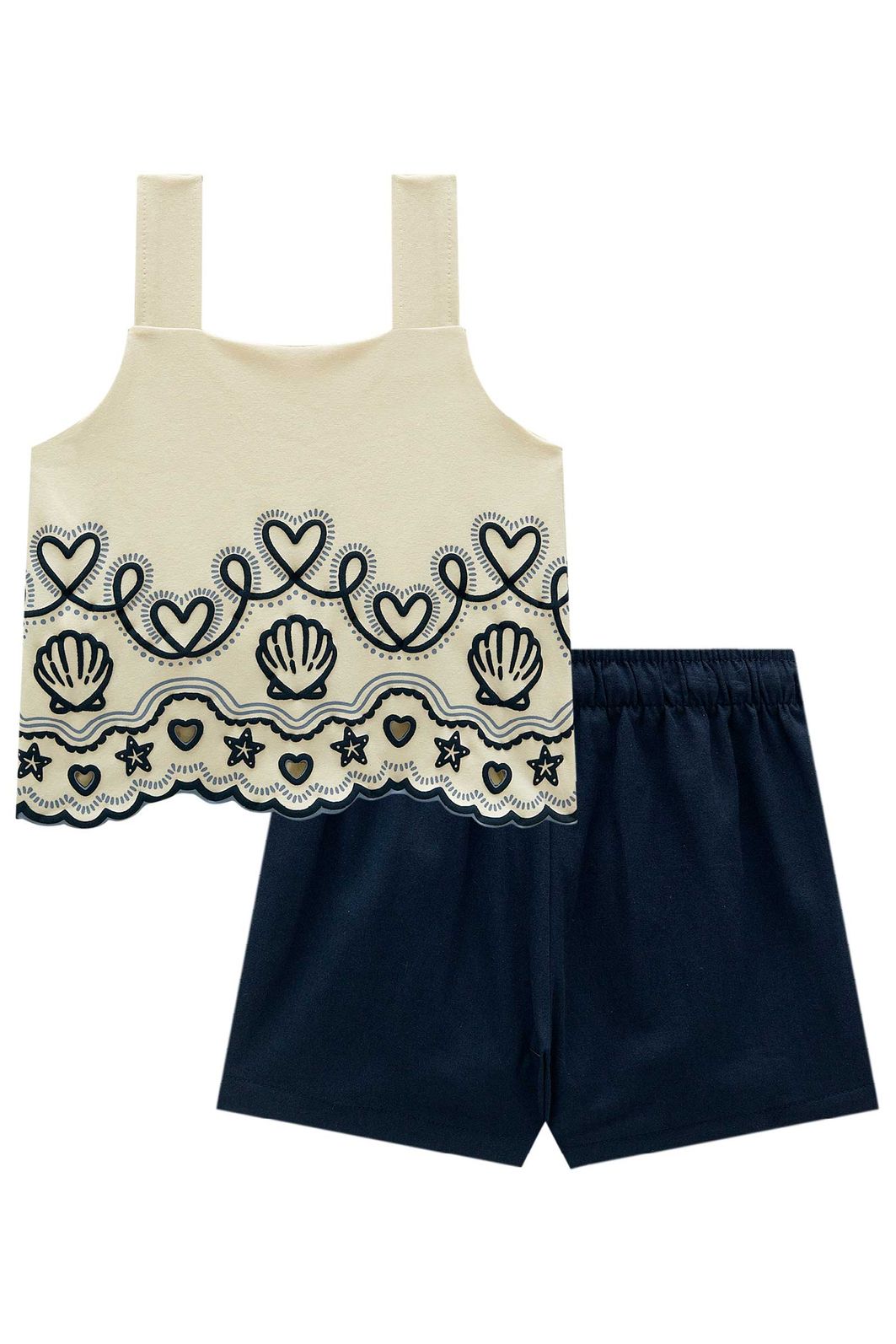Conjunto de bata em cotton e shorts em sarja com elastano 21736 Infanti Infantil Menina Conjunto de bata em cotton e shorts em sarja com elastano 21736 Infanti Infantil Menina