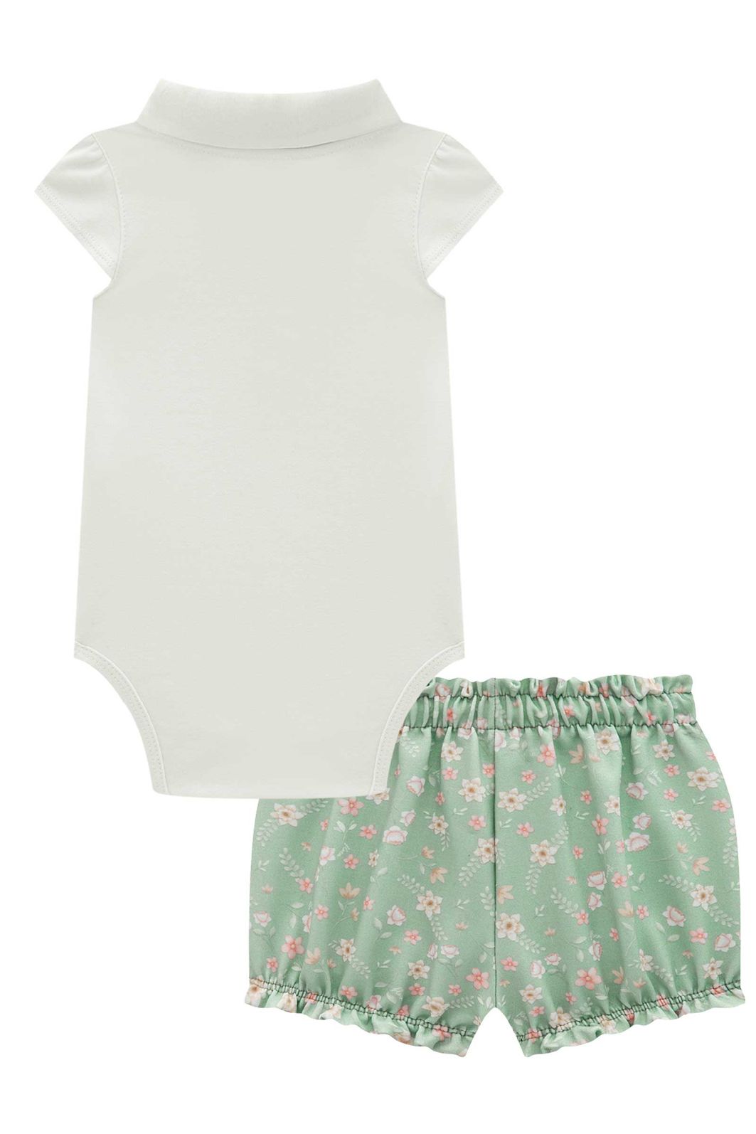 Conjunto de body em suedine com shorts em molecotton e faixa em meia malha 97005 Infanti Bebê Menina Conjunto de body em suedine com shorts em molecotton e faixa em meia malha 97005 Infanti Bebê Menina