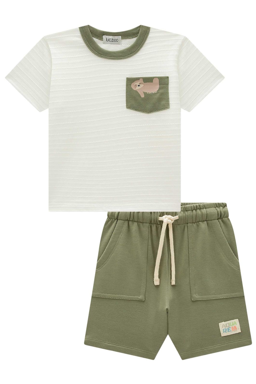 Conjunto de camiseta em malha textura e bermuda em molevisco com elastano 98219 LucBoo Infantil Menino Conjunto de camiseta em malha textura e bermuda em molevisco com elastano 98219 LucBoo Infantil Menino