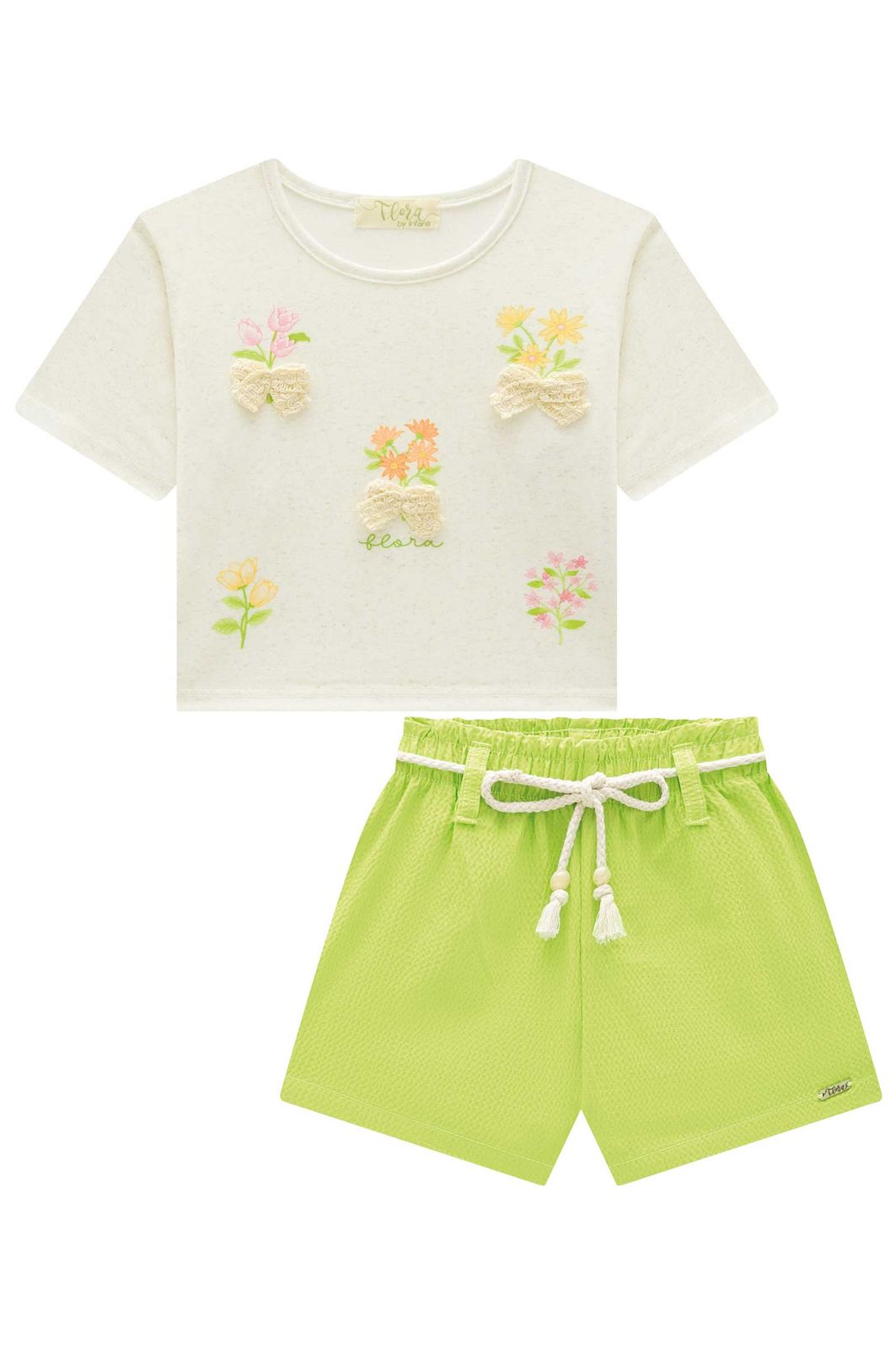 Conjunto de blusa em malha fresh e shorts em tecido texturizado 96478 Infanti Infantil Menina Conjunto de blusa em malha fresh e shorts em tecido texturizado 96478 Infanti Infantil Menina