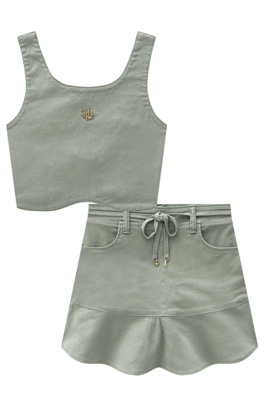 Conjunto de top e saia em sarja com elastano 95329 Lilimoon Teen Menina Conjunto de top e saia em sarja com elastano 95329 Lilimoon Teen Menina