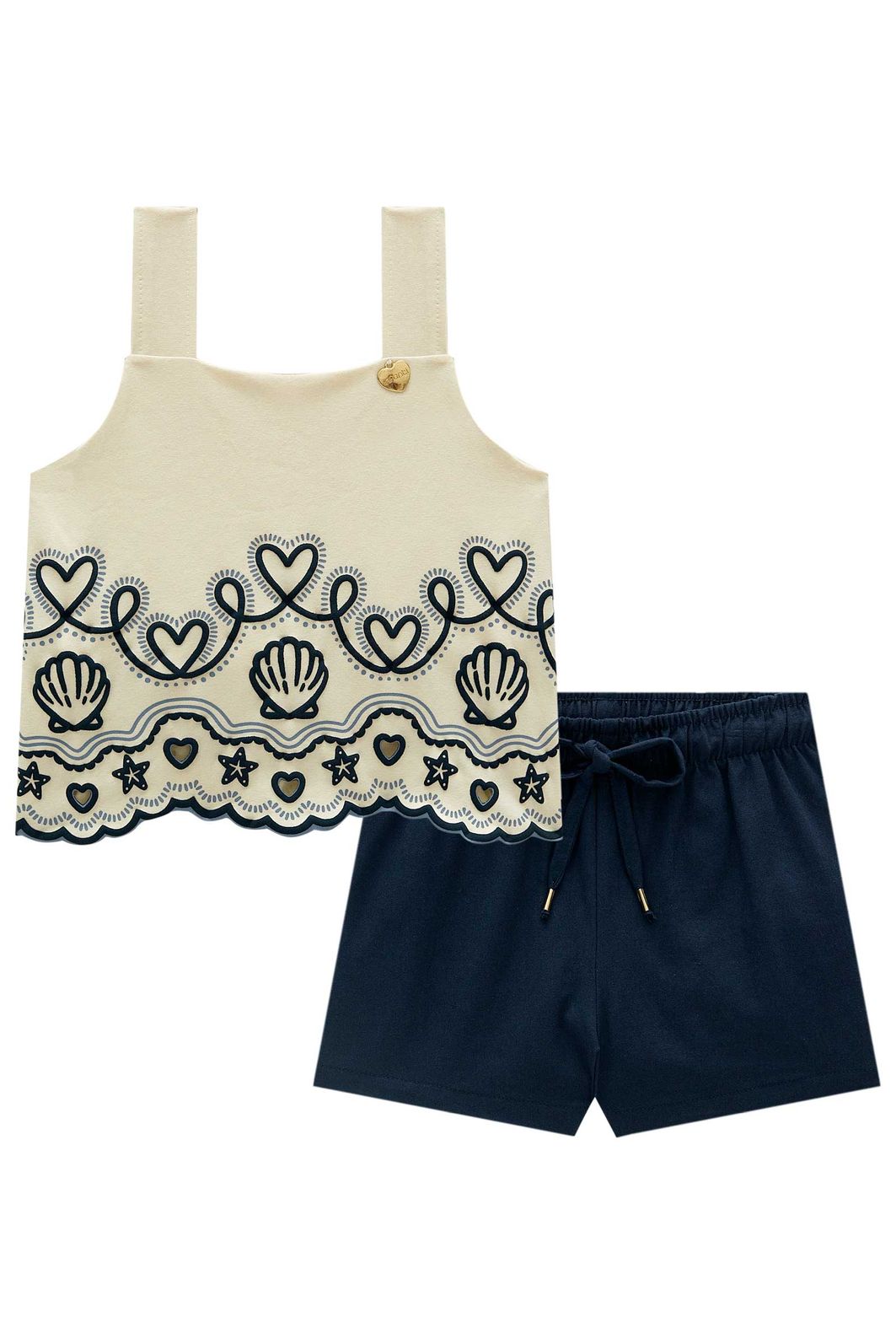 Conjunto de bata em cotton e shorts em sarja com elastano 21736 Infanti Infantil Menina Conjunto de bata em cotton e shorts em sarja com elastano 21736 Infanti Infantil Menina