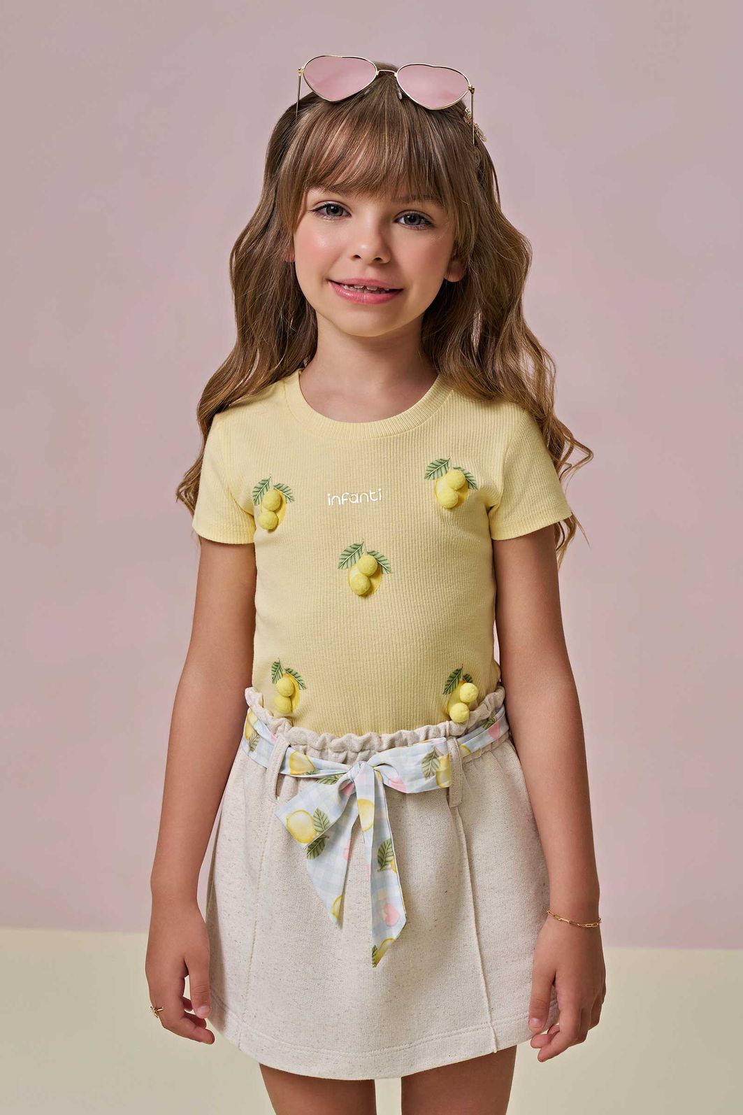 Conjunto de blusa em canelado liz e short saia em moletom linho sem pelúcia 95886 Infanti Infantil Menina Conjunto de blusa em canelado liz e short saia em moletom linho sem pelúcia 95886 Infanti Infantil Menina