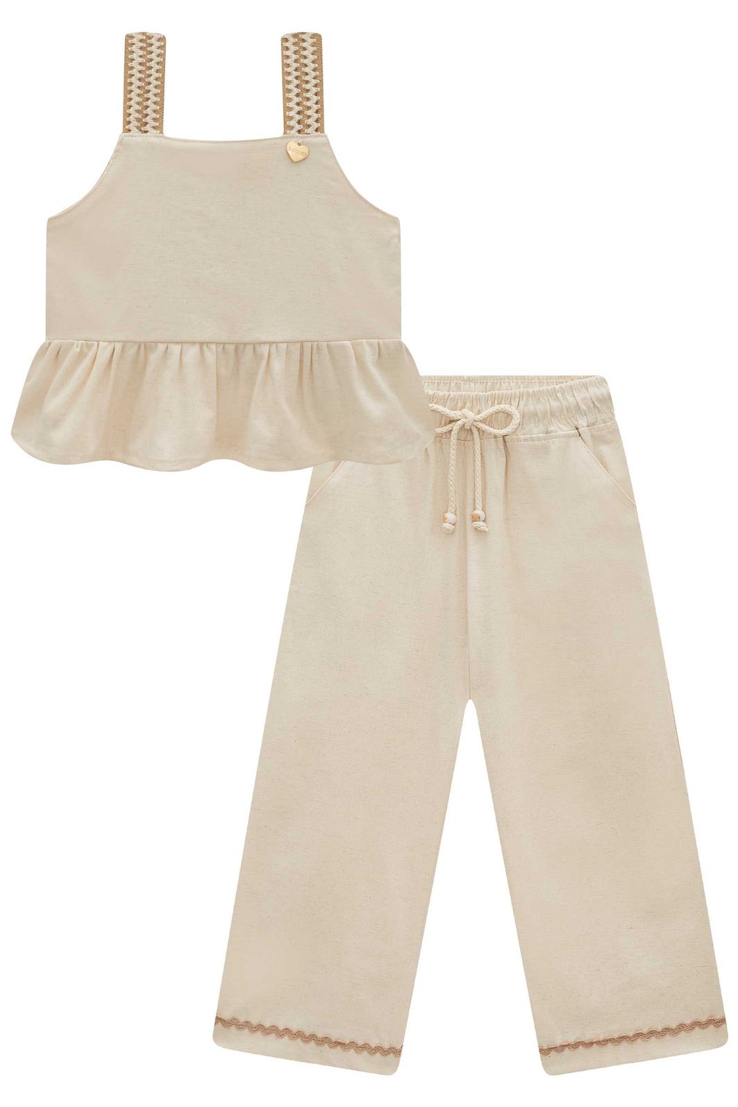 Conjunto de bata e calça mariner em linho com elastano 98536 Infanti Infantil Menina Conjunto de bata e calça mariner em linho com elastano 98536 Infanti Infantil Menina