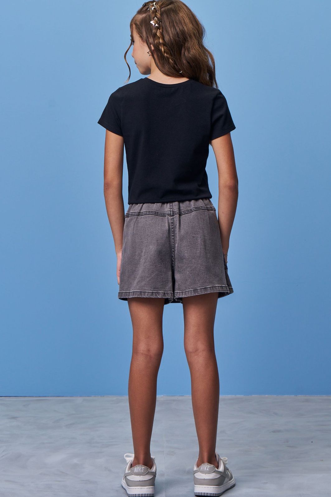 Short saia em jeans black com elastano 99084 Vic Teen Menina Short saia em jeans black com elastano 99084 Vic Teen Menina