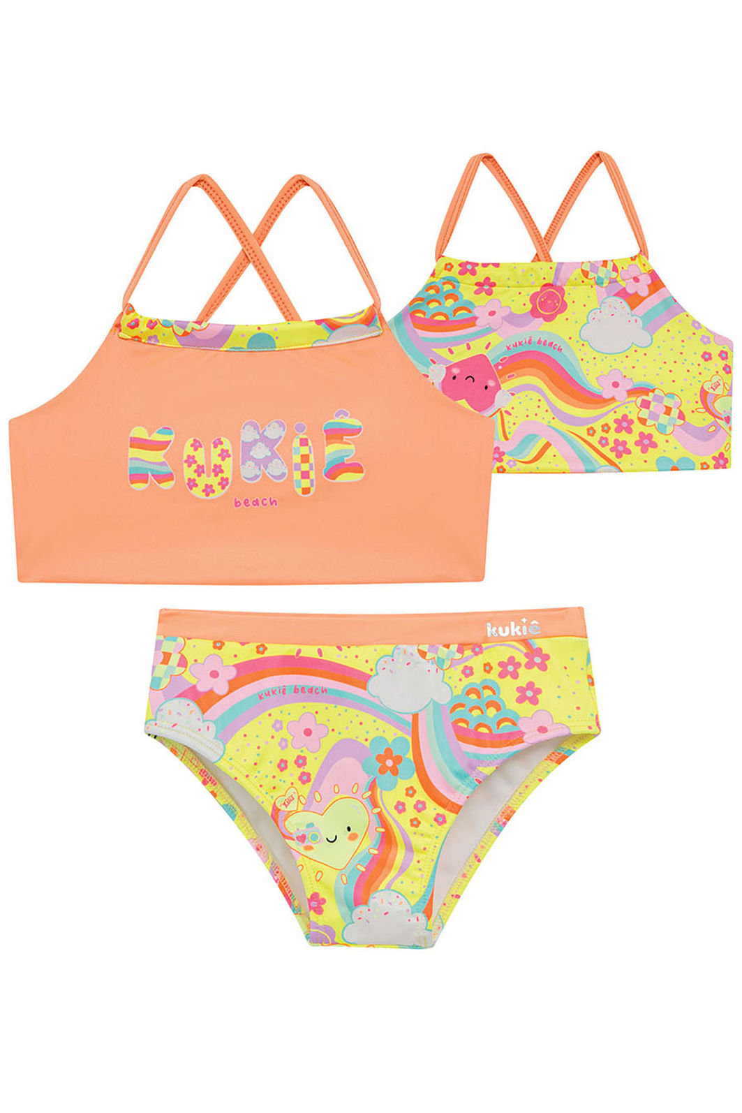 Biquíni em malha com proteção UV50+ (Parte superior reversível) 96079 Kukiê Infantil Menina