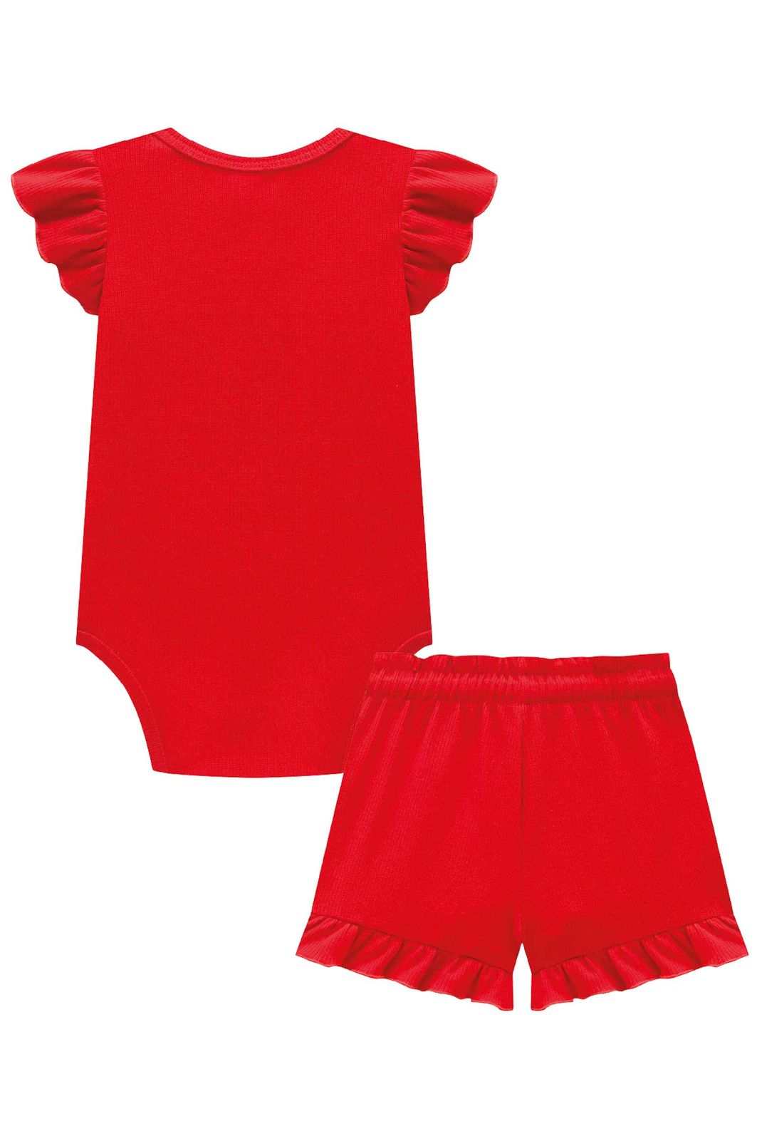Conjunto de body e shorts em canelado liz 96897 Infanti Bebê Menina