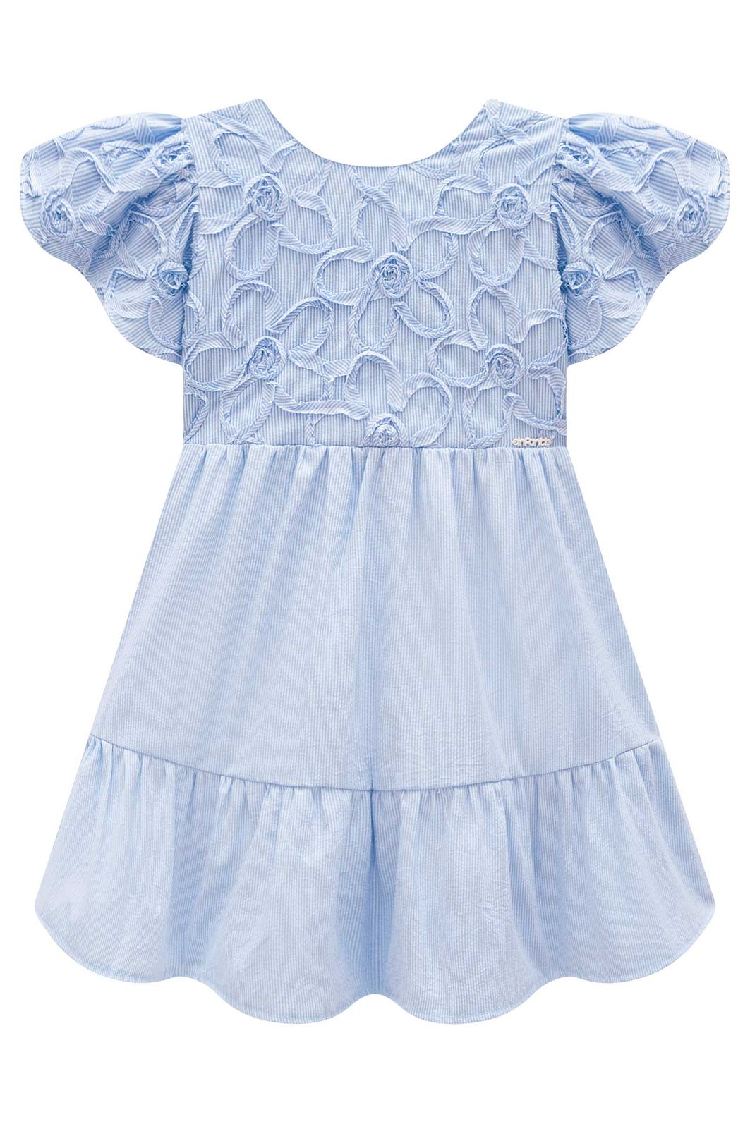 Vestido em tricoline listrado 3D floral 96892 Infanti Infantil Menina Vestido em tricoline listrado 3D floral 96892 Infanti Infantil Menina