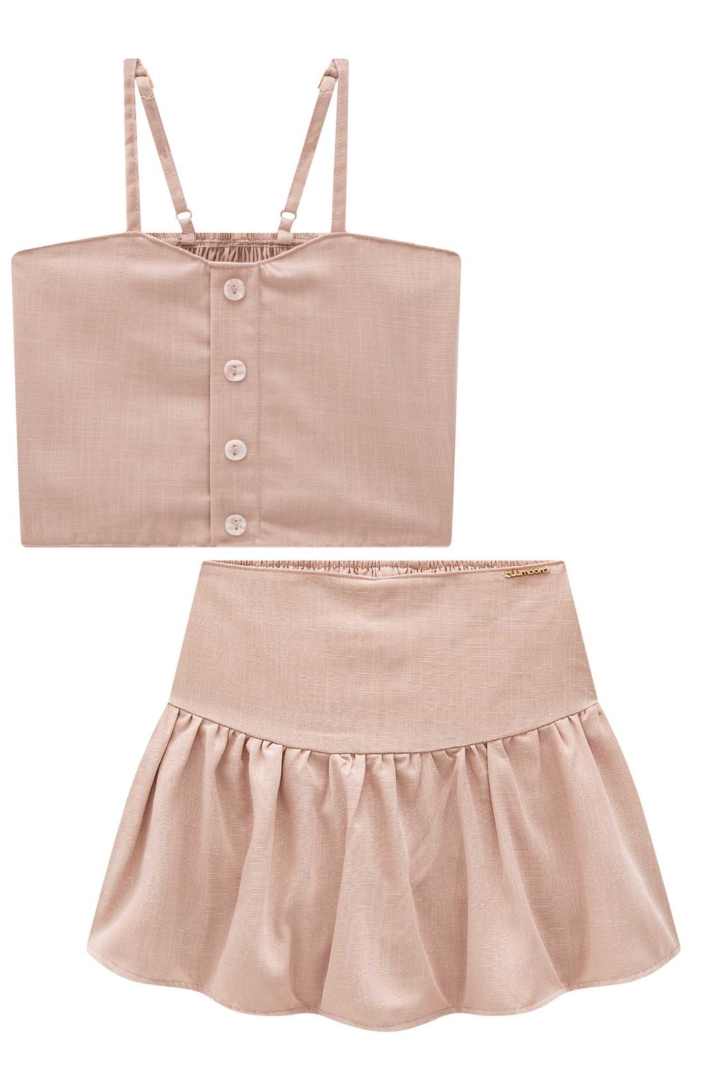 Conjunto de top cropped e short saia em tecido new positano 95205 Lilimoon Teen Menina