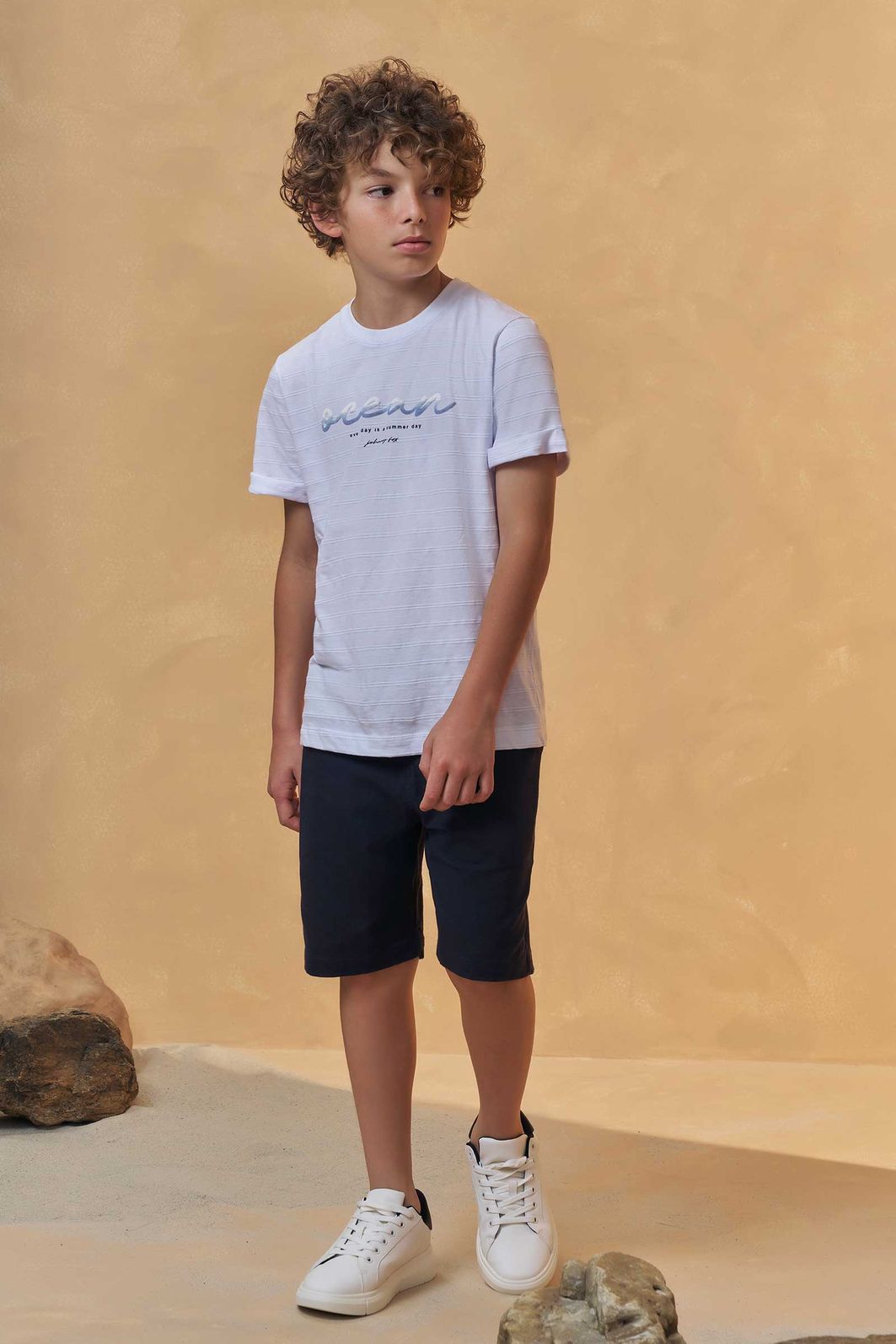 Camiseta em malha relevo 96387 Johnny Fox Teen Menino Camiseta em malha relevo 96387 Johnny Fox Teen Menino