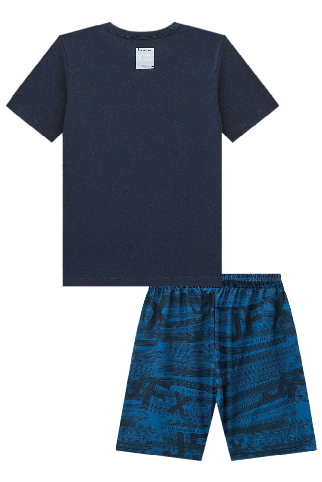 Conjunto de camiseta em meia malha e bermuda em nylon ergonomic com elastano 97973 Johnny Fox Teen Menino Conjunto de camiseta em meia malha e bermuda em nylon ergonomic com elastano 97973 Johnny Fox Teen Menino