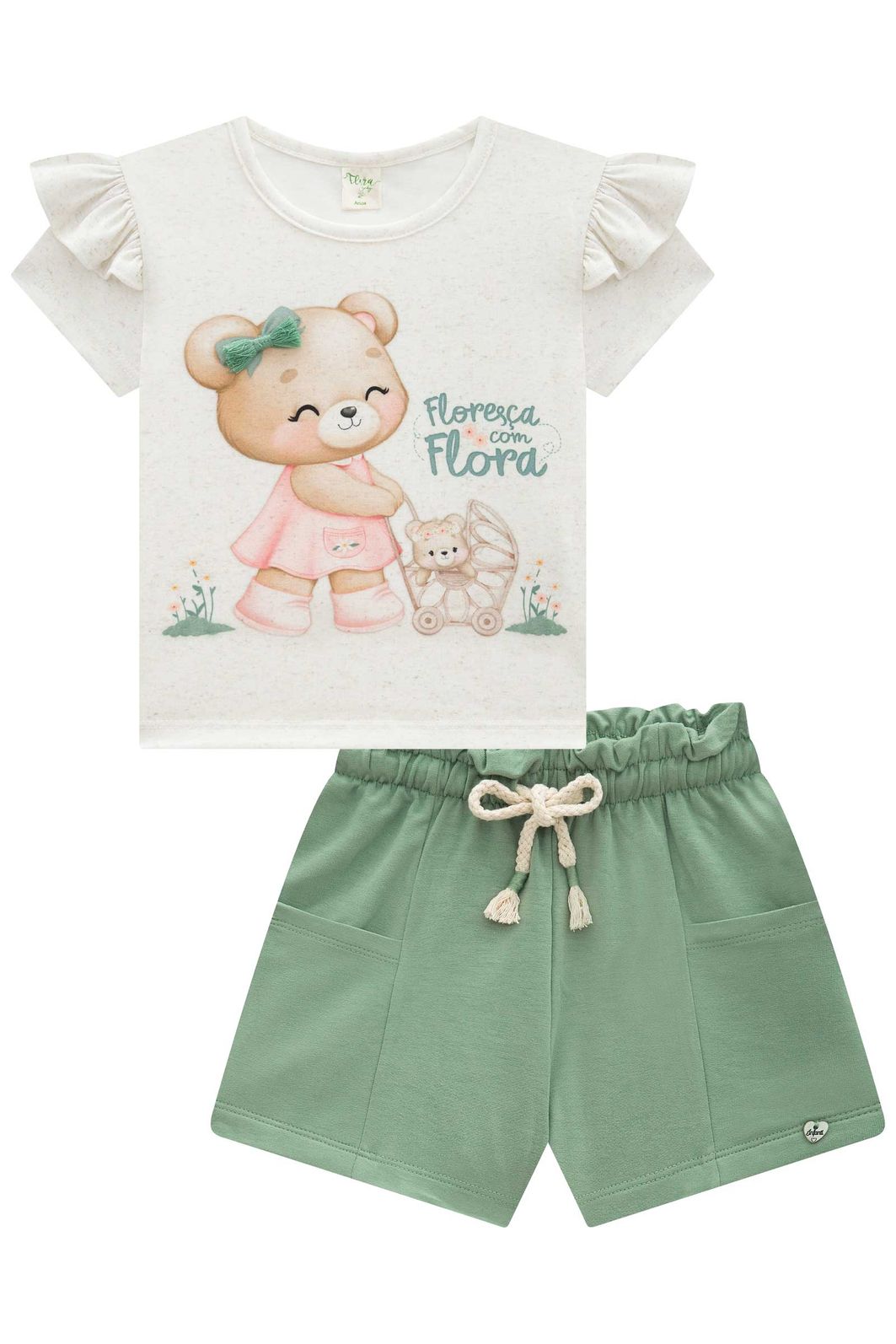 Conjunto de blusa em malha fresh com shorts em molevisco 94669 Infanti Infantil Menina